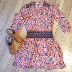 Anthropologie colorful drop waist dress, size L