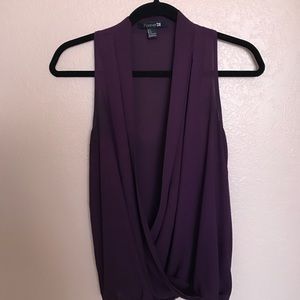 Purple open front blouse
