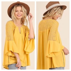 Lace trim boho shirt