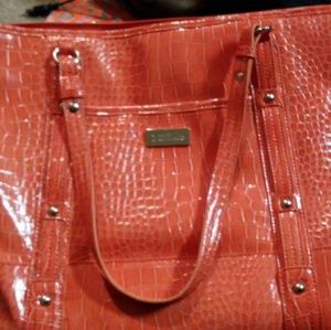 NINE&CO Large Orange Caiman Skin Purse