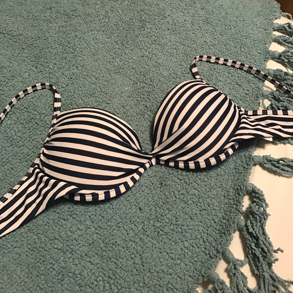 Navy/ White Push Up Bikini Top