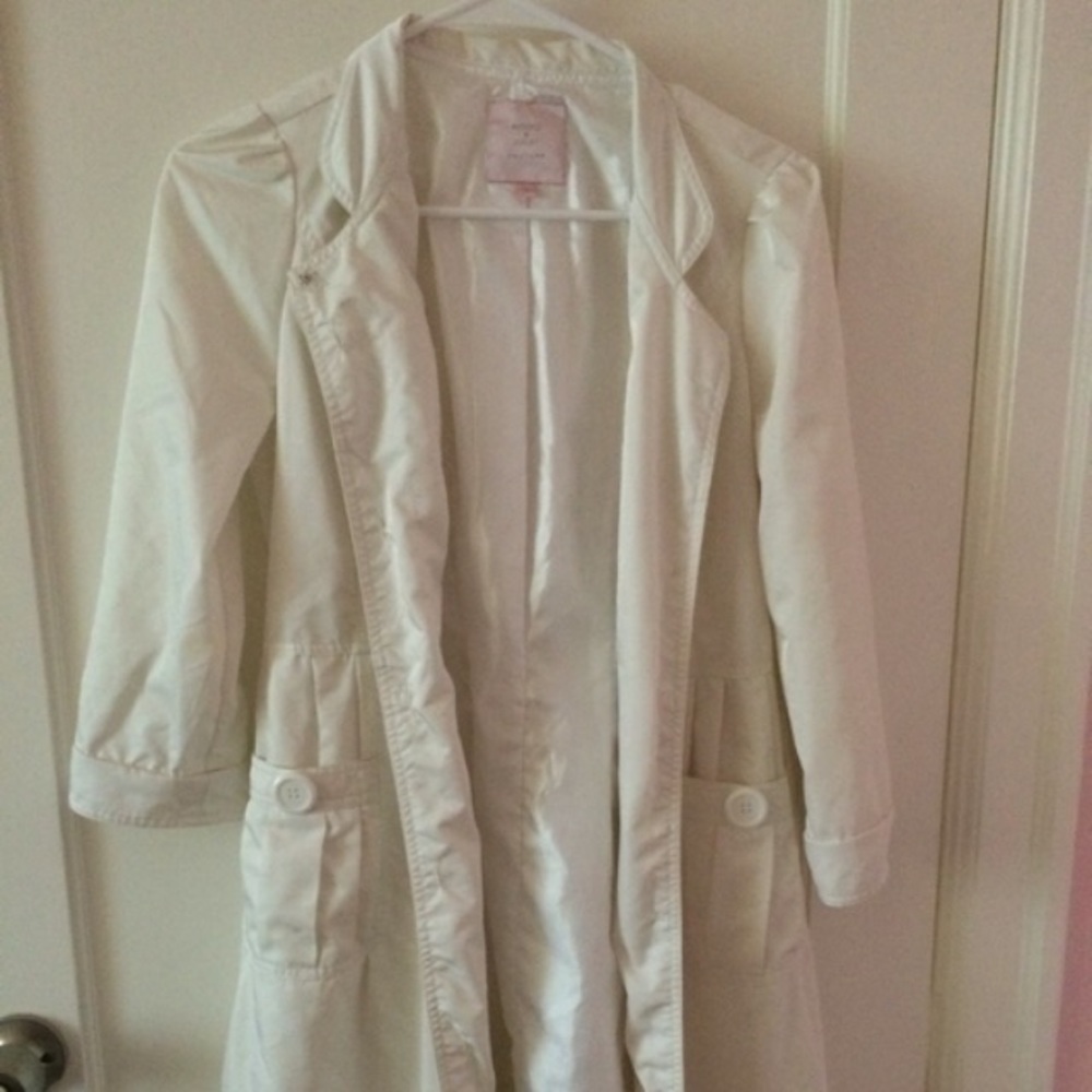 White Long Button Trench Coat