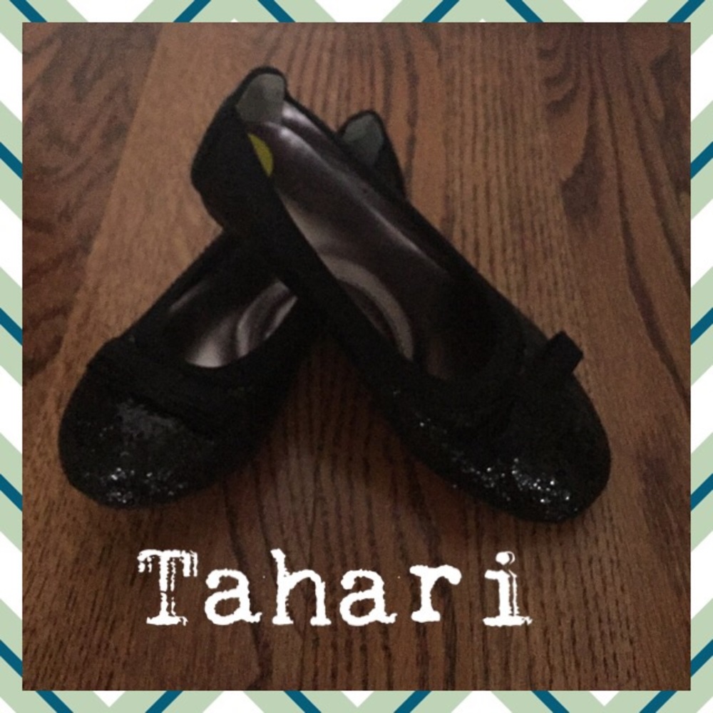 *GIRLS* Tahari black sparkly ballet flats size 13