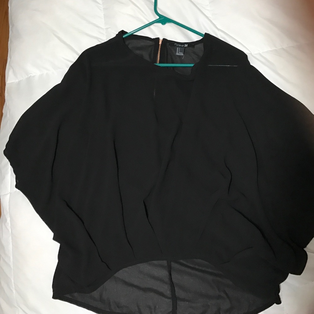 Sheer black high low SS top