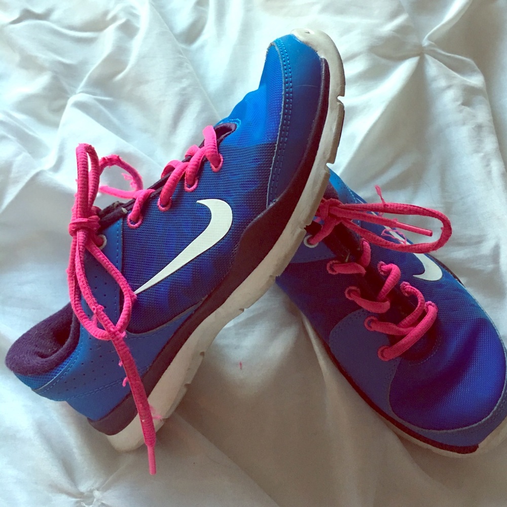 Blue and Pink Nike Running Shoes