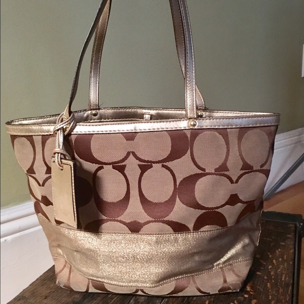 Brown/Gold Coach Bag