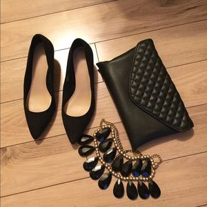 NWOT Old Navy black suede kitten heels, size 9