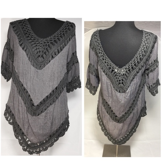 dreamers Tops - Boho Chic Gray Knit Top dreamers Tops - Boho Chic Gray Knit Top