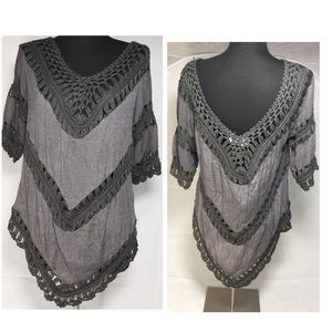 dreamers Tops - Boho Chic Gray Knit Top dreamers Tops - Boho Chic Gray Knit Top