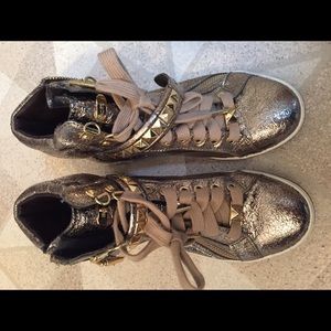 Michael Kors Gold Glam Studded High Top Sneakers