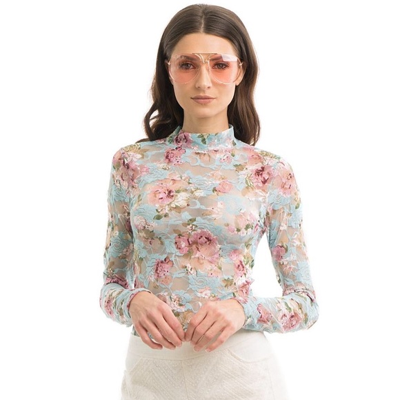 Floral Print Lace Bodysuit - Picture 5 of 7