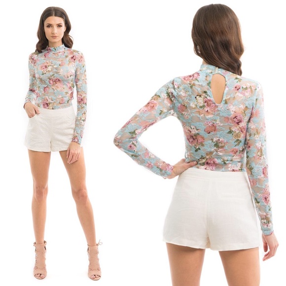 Floral Print Lace Bodysuit - Picture 4 of 7