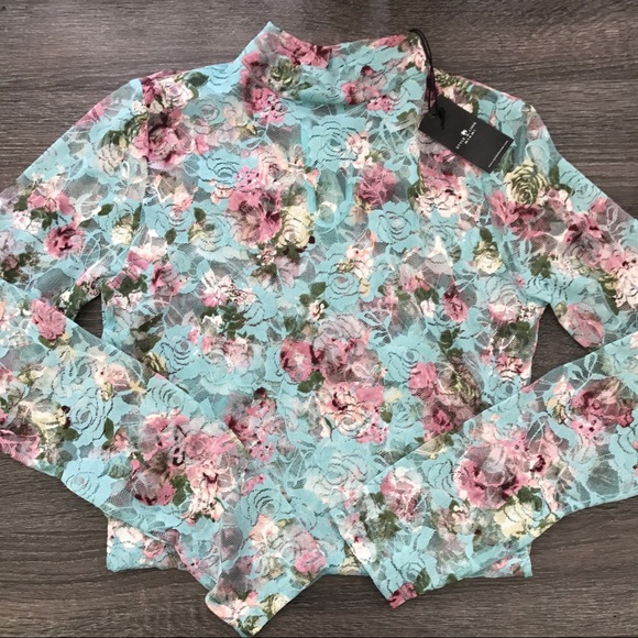 Floral Print Lace Bodysuit - Picture 6 of 7