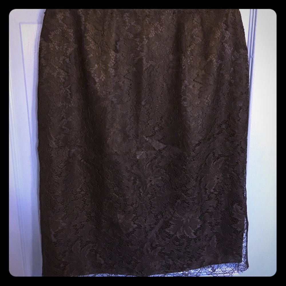 Linda Allard Ellen Tracy black lace skirt