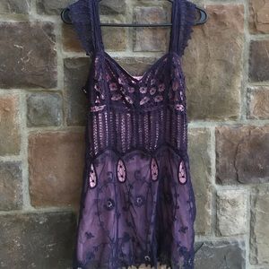 Betsey Johnson crochet and satin top
