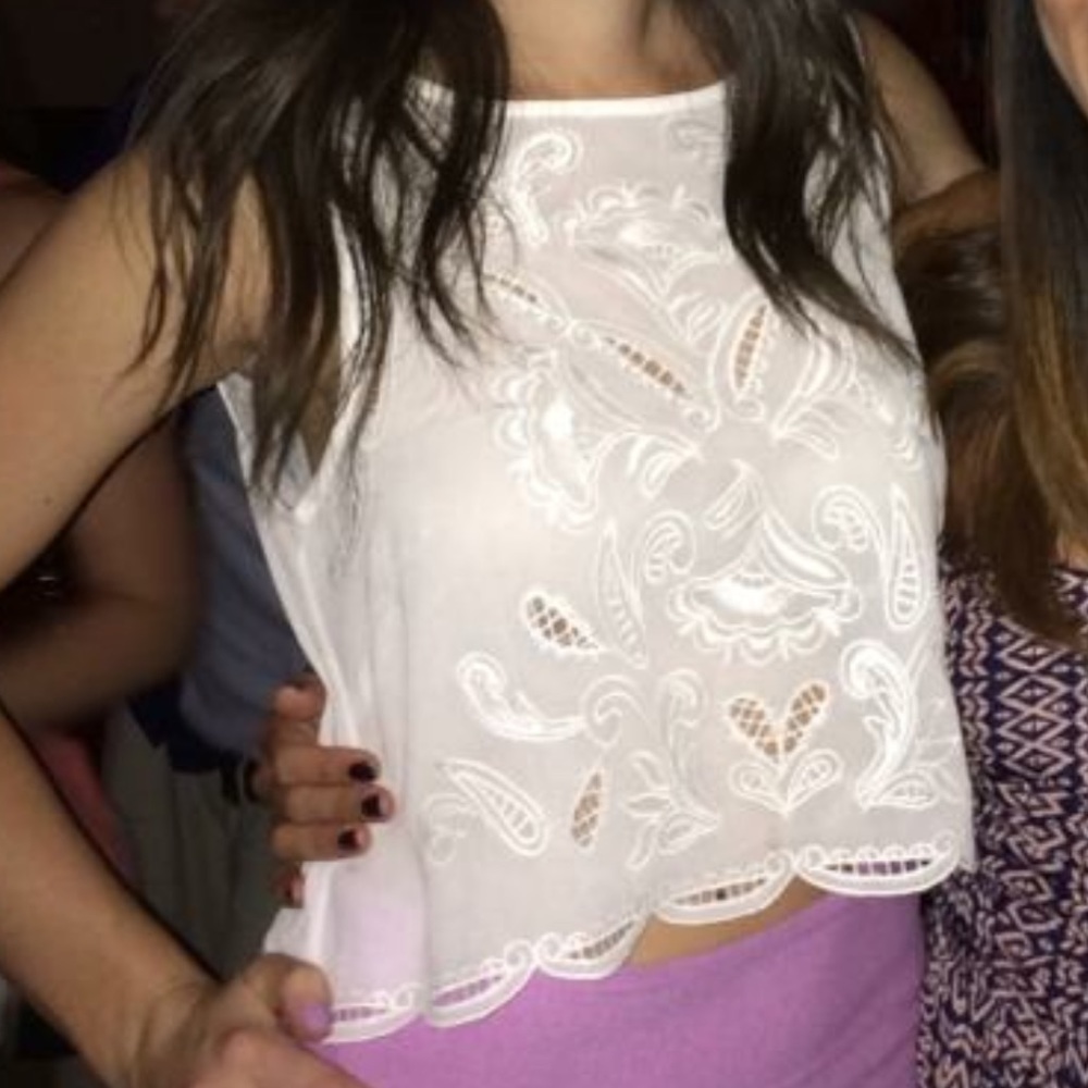 White sheer crop top