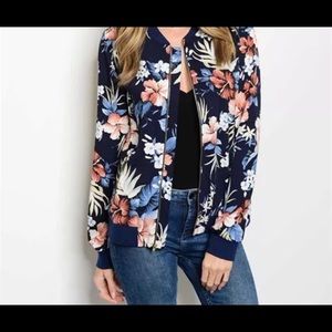 Tropical floral bomber jacket