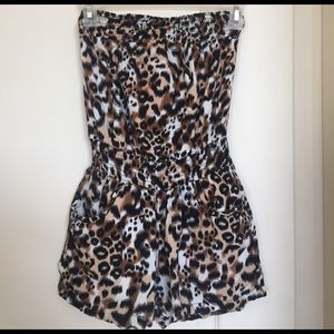 Strapless Leopard Print Romper