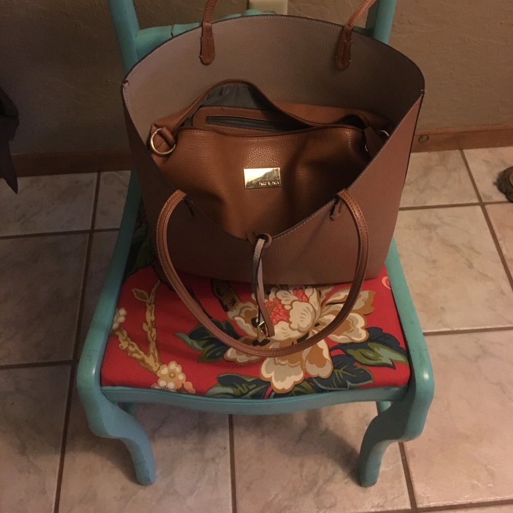 Remi and Reid tan handbag with cross body bag.