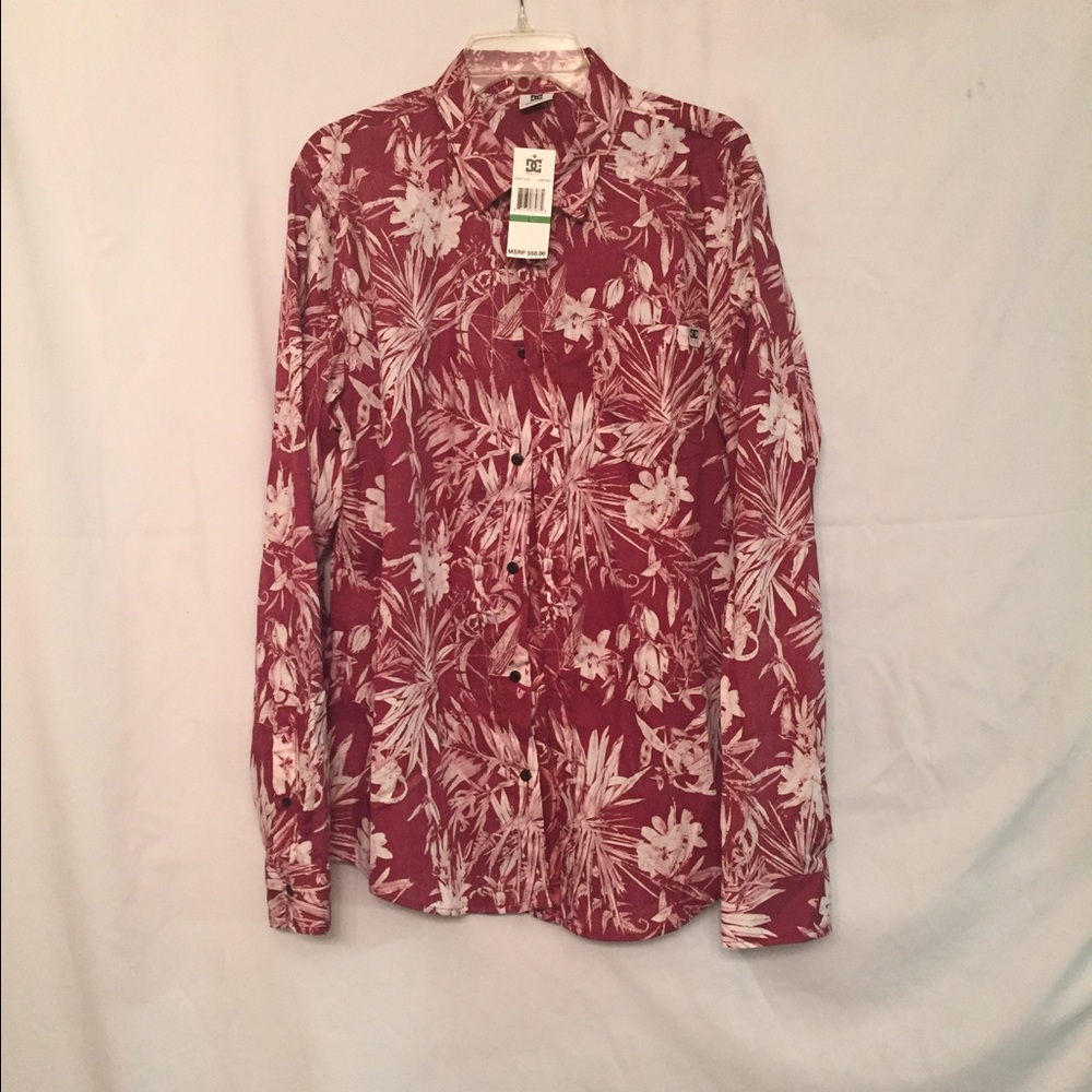 DC Red Floral Button-Up