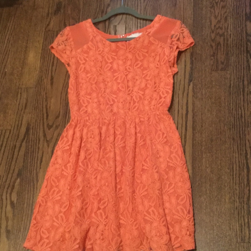 Peach-orange lace dress