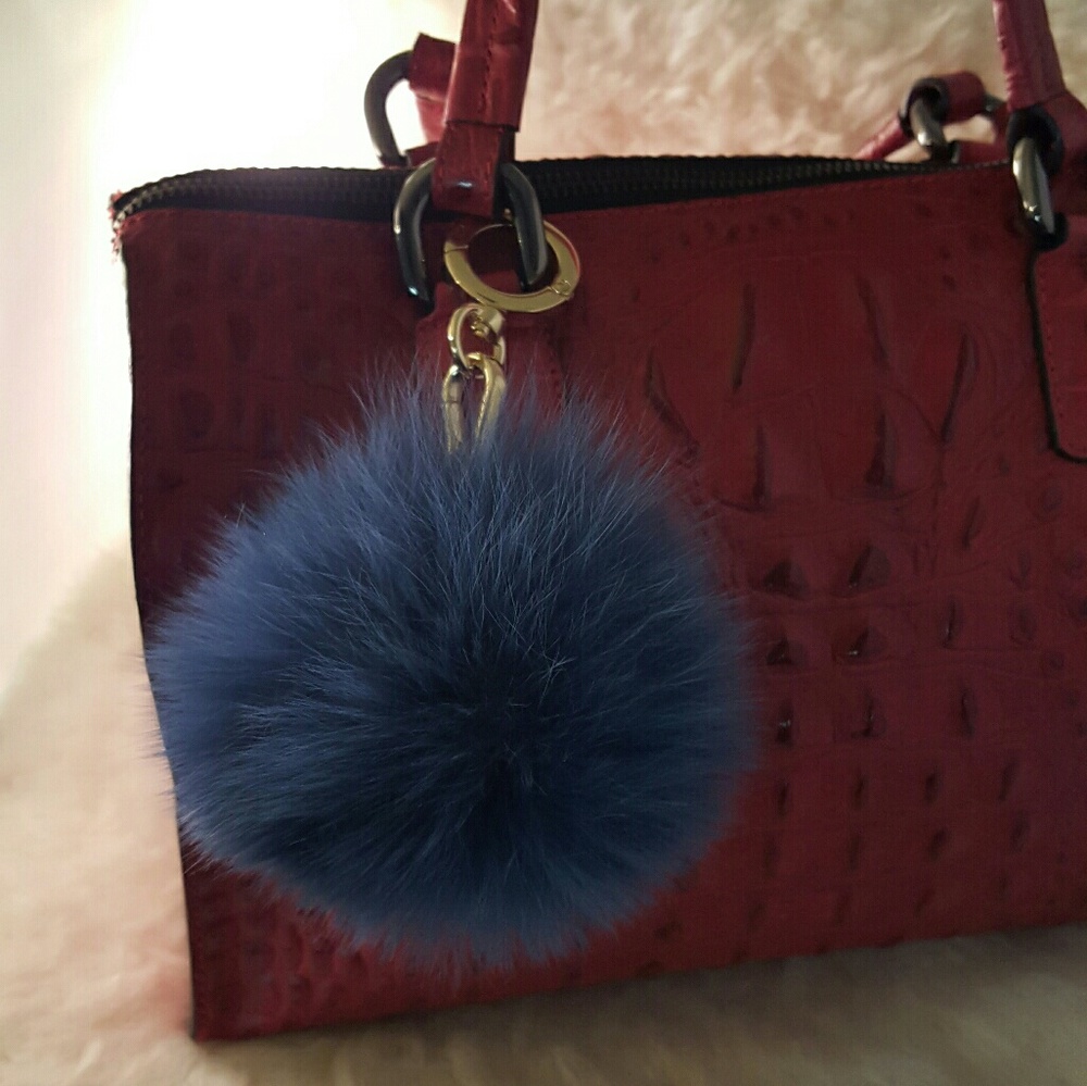 Genuine Fox Fur pompom bag charm/key chain
