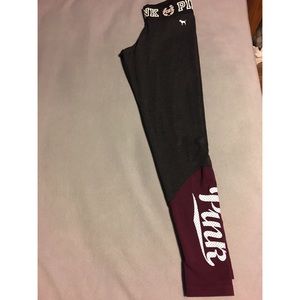 PINK Victoria Secret leggings,Grey & maroon, Small