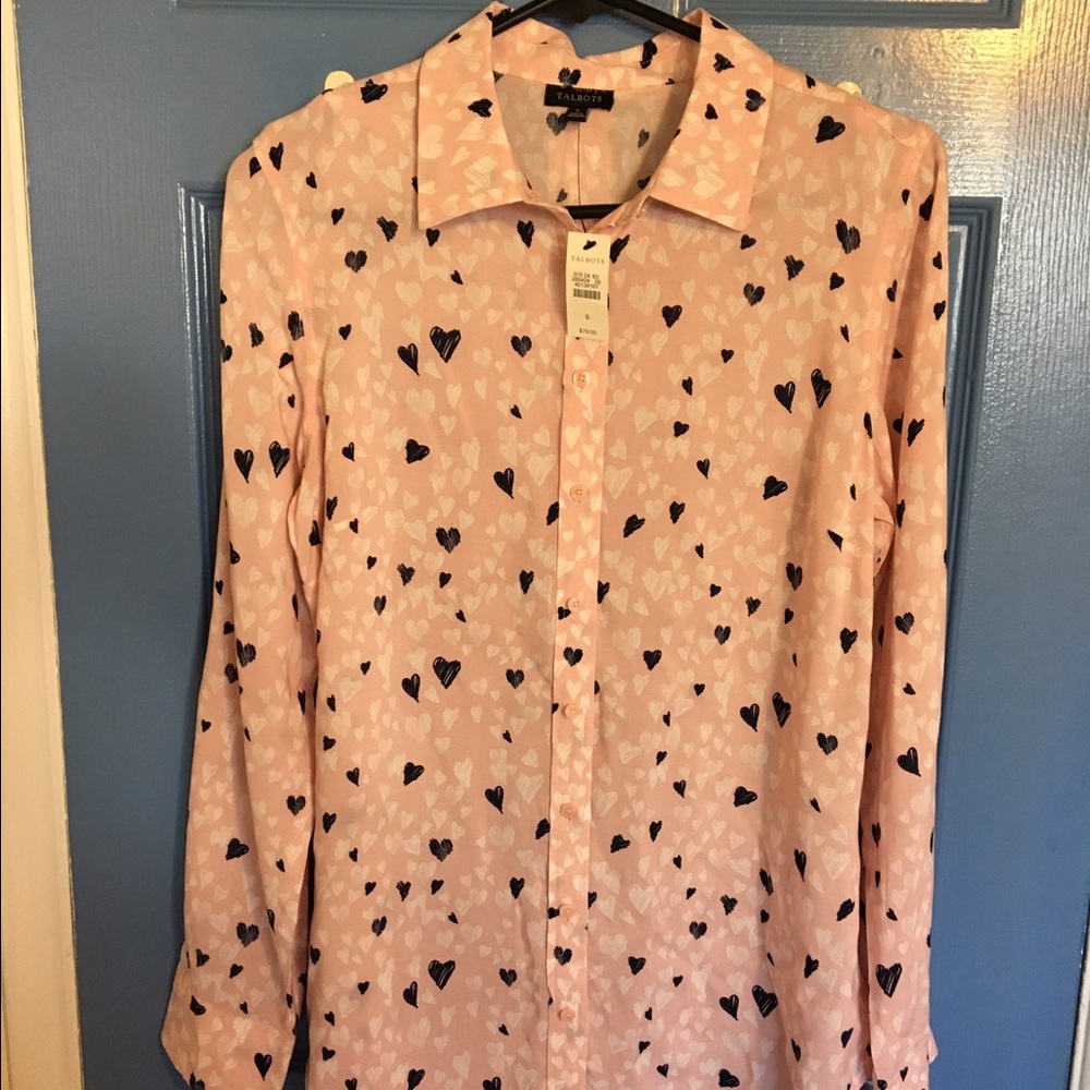 Talbots long drapey shirt with hearts