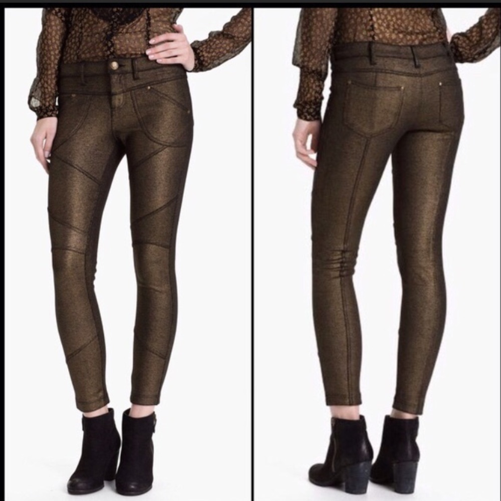 Free People Metallic Moto Pants