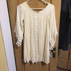 Boho cream/white off shoulder dress