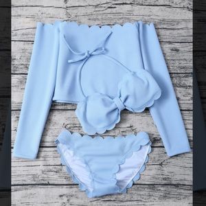 3-piece Scalloped Swimsuit