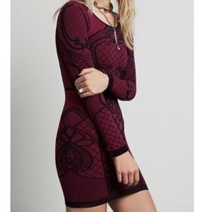 Free-People-Intimately-maroonblack-body-con-dress-
