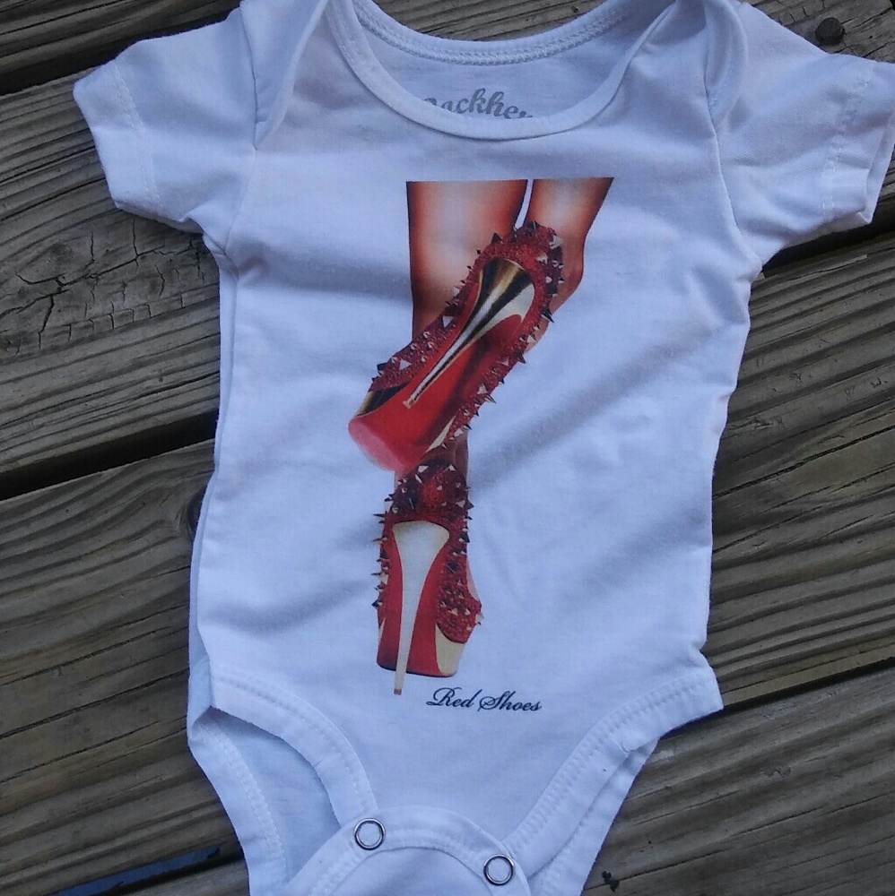 ❌❌❌SOLD❌❌❌Red bottoms baby girl onsie