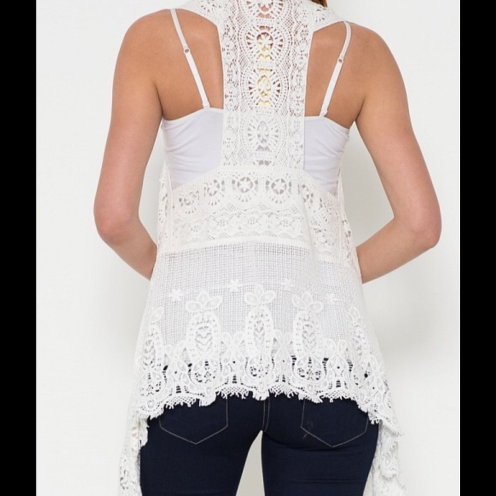 COTTON LACE OPEN VEST - Picture 4 of 4