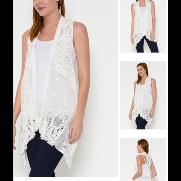 COTTON LACE OPEN VEST - Picture 2 of 4