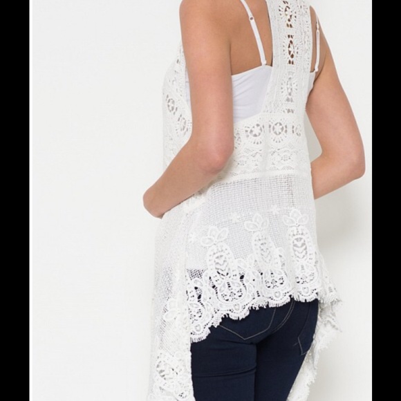 COTTON LACE OPEN VEST - Picture 3 of 4