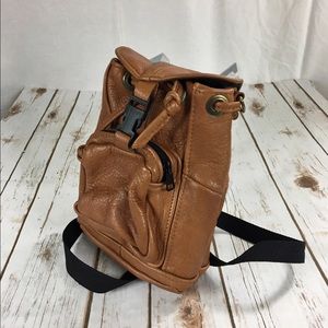 Vintage leather backpack small convertible brown