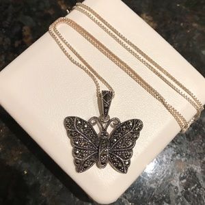 🦋 butterfly crystal sterling silver necklace