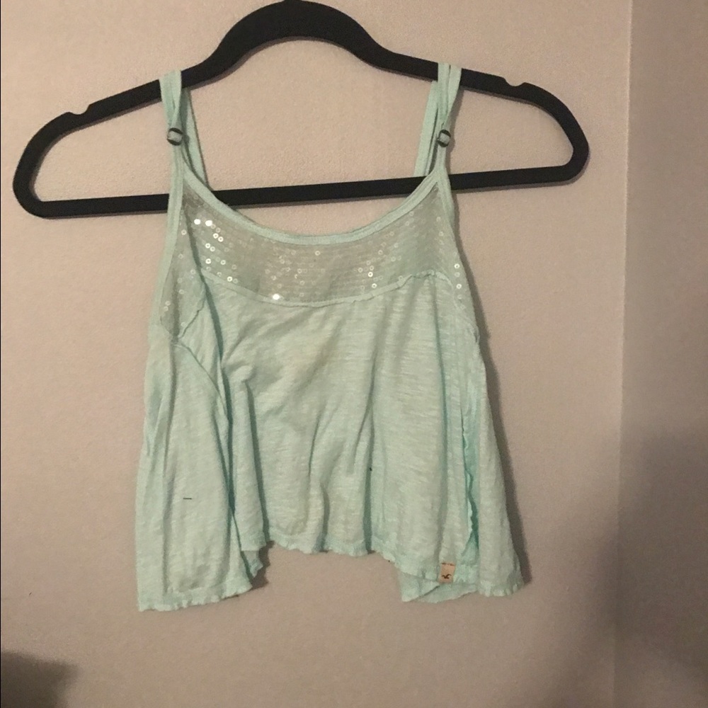 Sequenced blue tank crop top