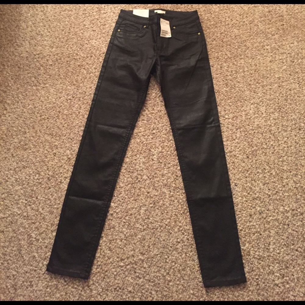 NWT - H&M Black faux Leather skinny jeans