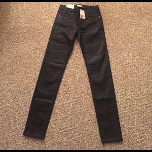 NWT - H&M Black faux Leather skinny jeans
