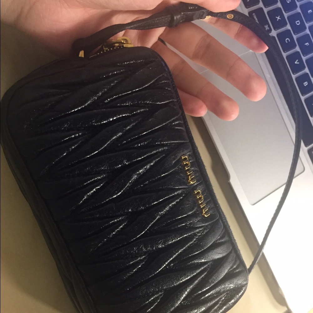 Miu Miu Prada leather matelasse wristlet