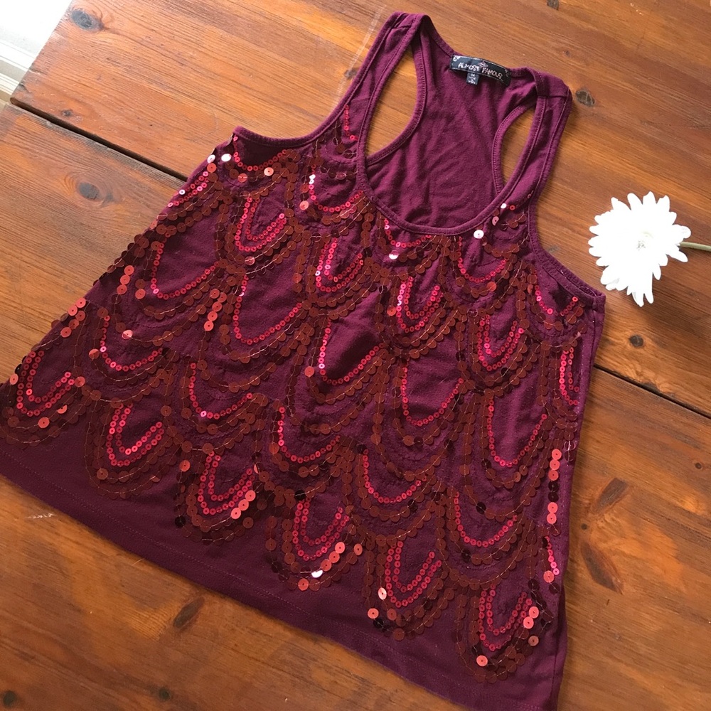 Maroon Sequin Racerback Tank