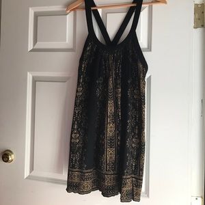 Black Mini Dress with Gold Pattern