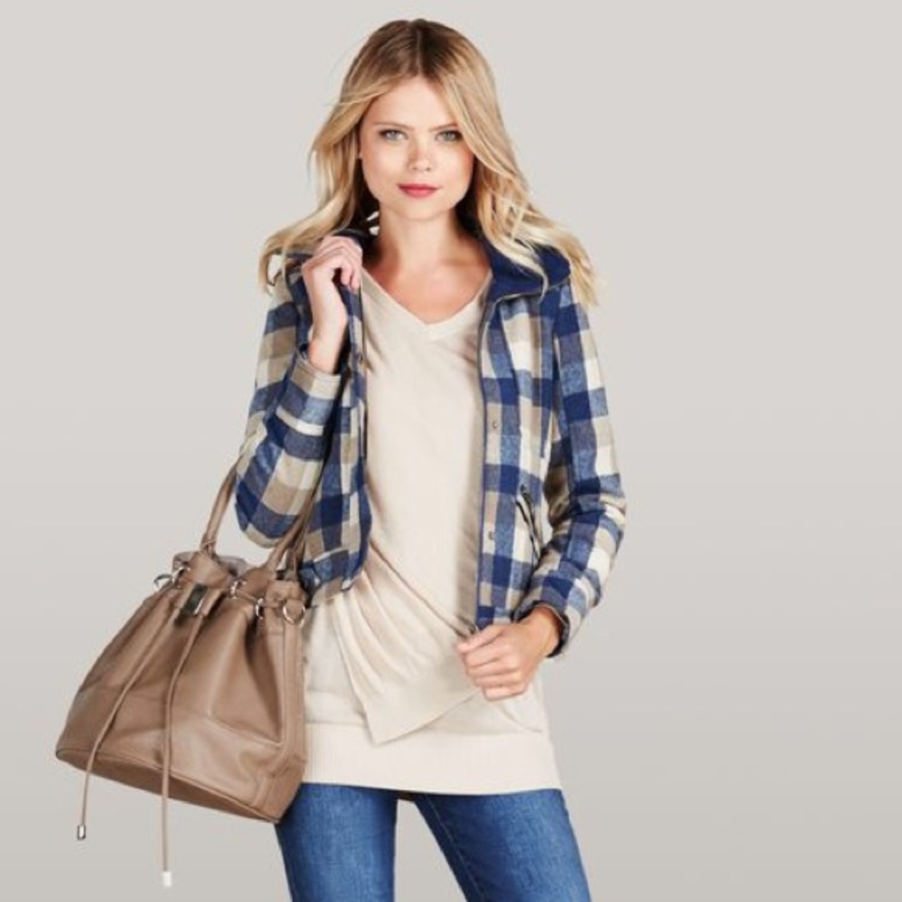 🎉HP🎉Justfab Plaid Bomber jacket NWOT