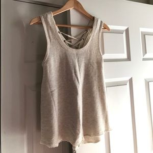 Cream Laced-Back Tank Top