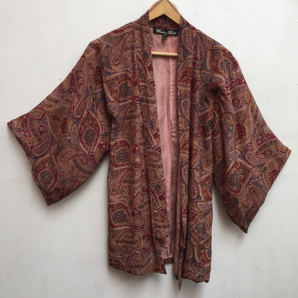 Winter Kate Silk Paisley Kimono sz XS
