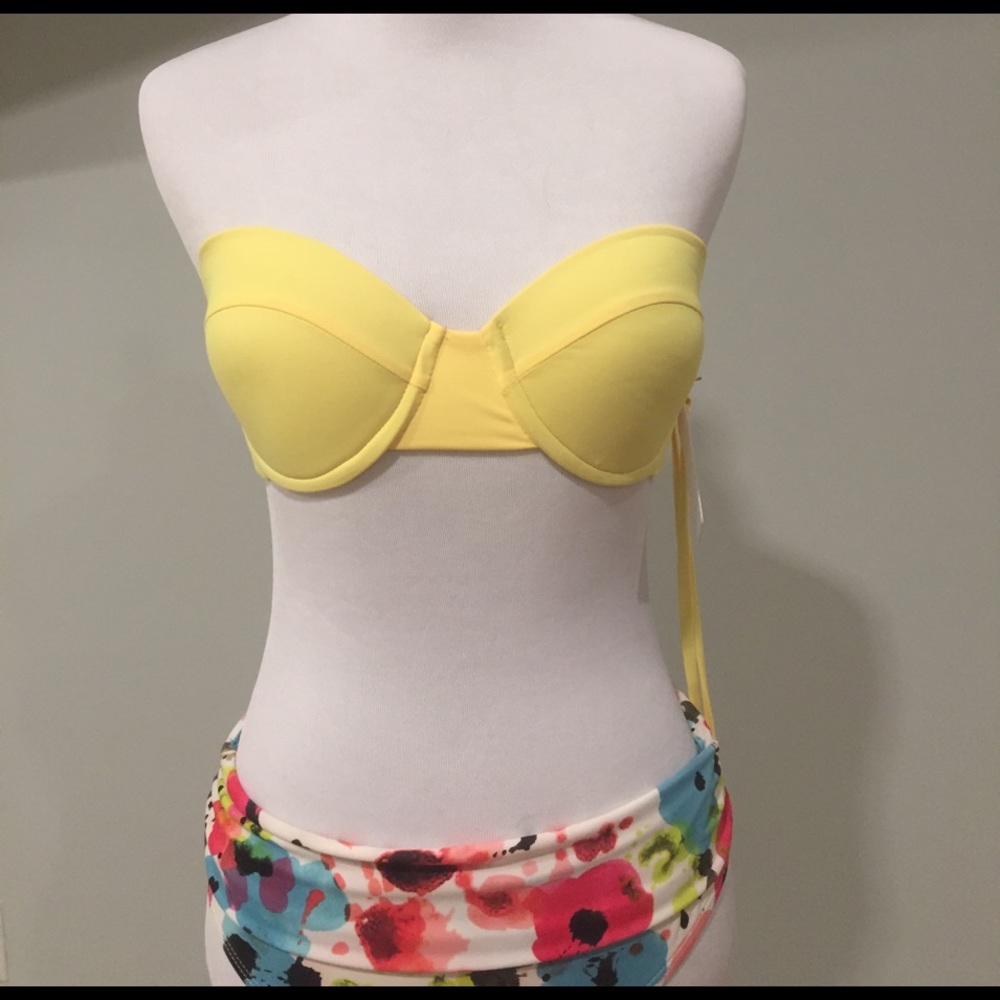 L*space yellow bandeau bikini top