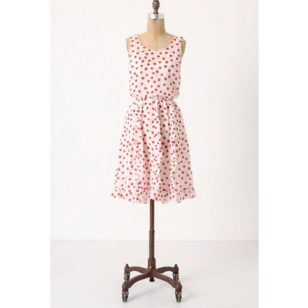 Anthro cerise stamped dress