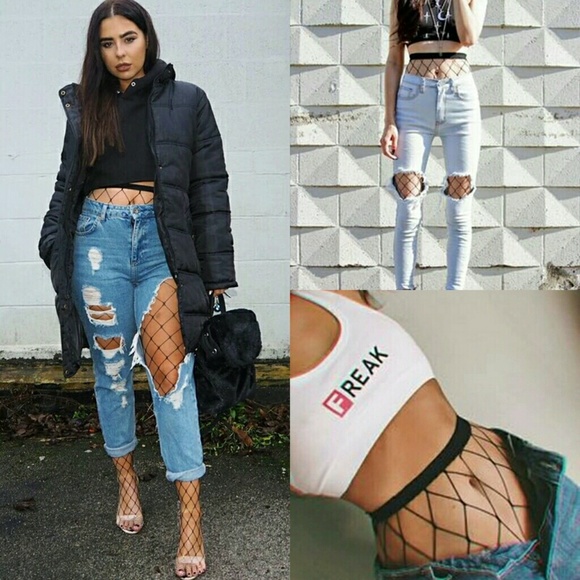 Stocking Fishnet pantyhose female Mesh black - Picture 3 of 8